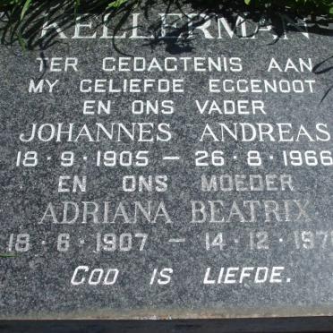 KELLERMAN Johannes Andreas 1906-1966 &amp; Adriana Beatrix 1907-1970