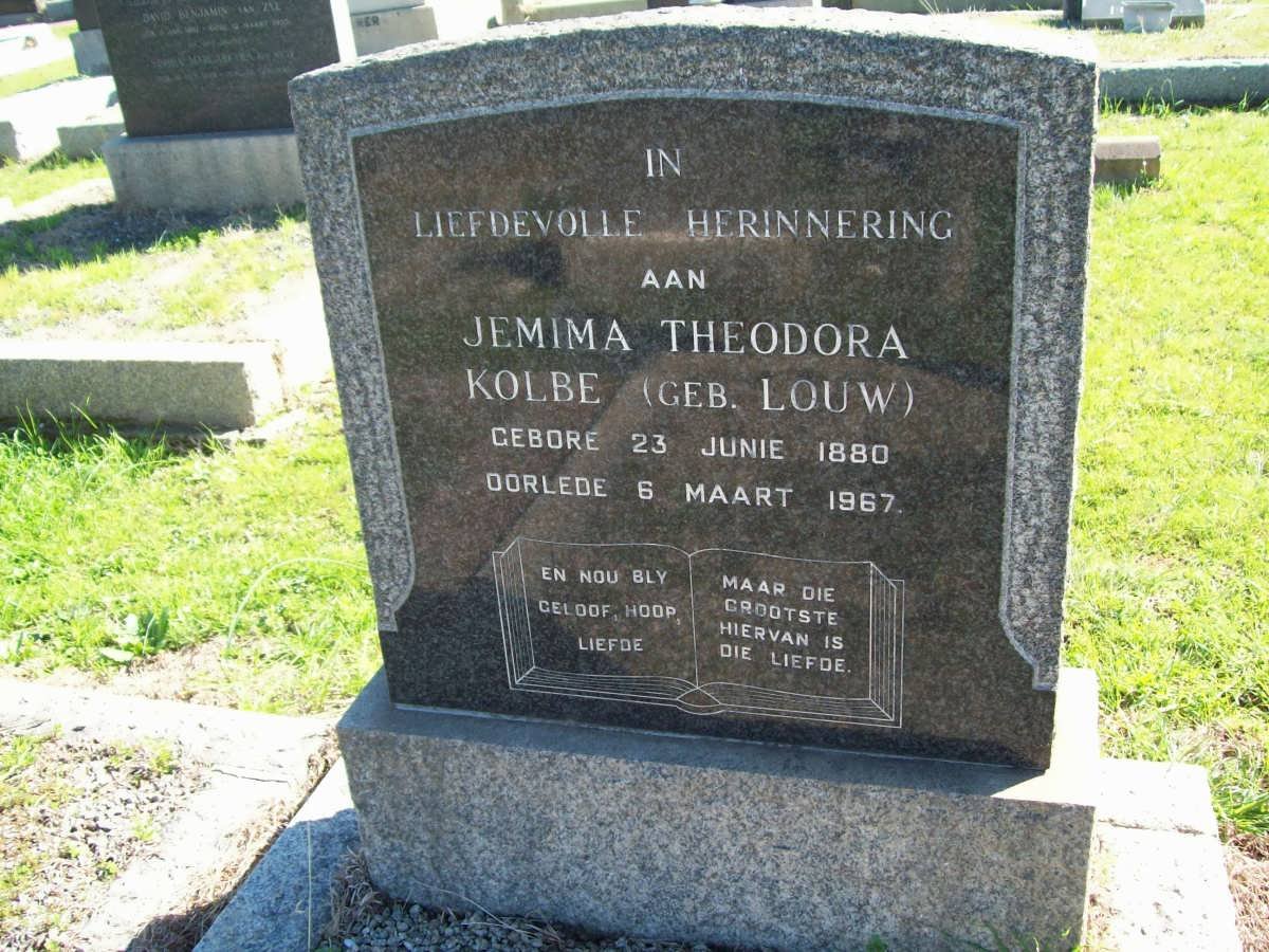 KOLBE Jemima Theodora nee LOUW 1880-1967