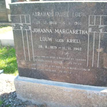 LOUW Abraham Faure 1868-1960 &amp; Johanna Margaretha KRIEL 1879-1962