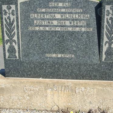 LOUW Albertina Wilhelmina Justina nee WERTH 1875-1951