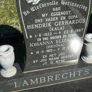 LAMBRECHTS Hendrik Gerhardus 1922-1987 &amp; Johanna Elizabeth 1922-19?