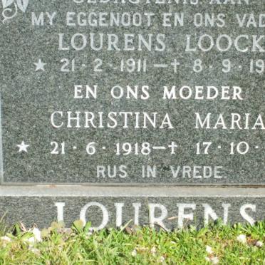 LOURENS Lourens Loock 1911-1986 &amp; Christina Maria 1918-1991
