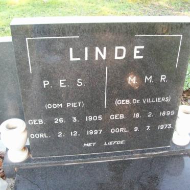 LINDE P.E.S. 1905-1997 &amp; M.M.R. DE VILLIERS 1899-1973