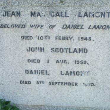 LAMONT Daniel -1970 &amp; Jean Mac Call -1948 :: SCOTLAND John -1959
