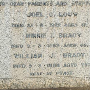 LOUW Joel C. -1922 :: BRADY Minnie I. -1953 :: BRADY William J. -1954