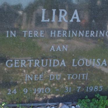 LIRA Gertruida Louisa nee DU TOIT 1910-1985