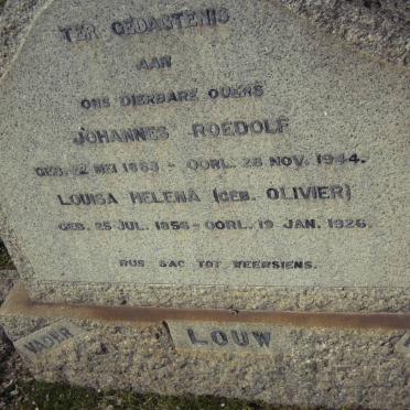 LOUW Johannes Roedolf 1853-1944 &amp; Louisa Helena OLIVIER 1856-1926