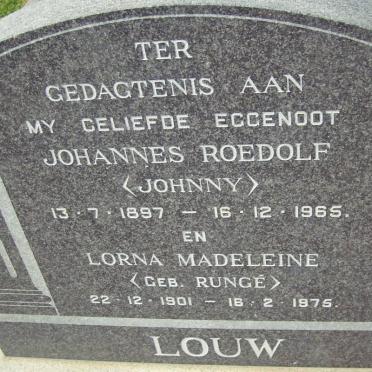 LOUW Johannes Roedolf 1897-1965 &amp; Lorna Madeleine RUNGé 1901-1975