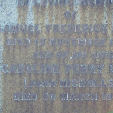 LAMB Samuel Frederick -1949 &amp; Caroline Perry NICHOLLS -1949