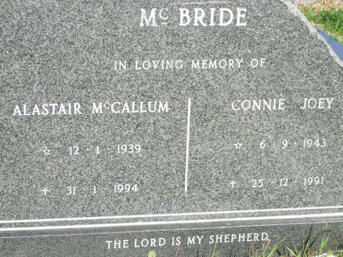 McBRIDE Alastair McCallum 1939-1994 &amp; Connie J. 1943-1991