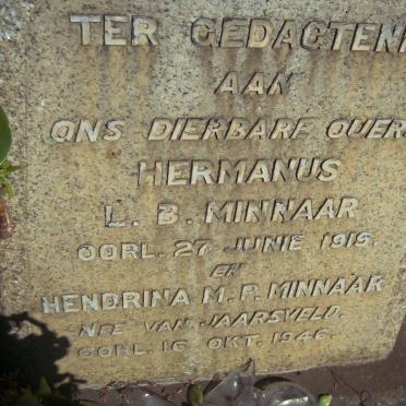 MINNAAR Hermanus L.B. -1915 &amp; Hendrina M.E. VAN JAARSVELD -1946