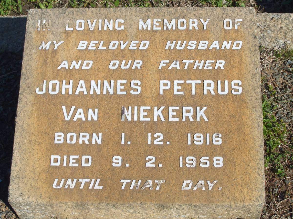 NIEKERK Johannes Petrus, van 1916-1958