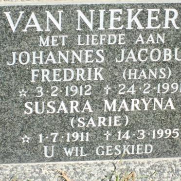 NIEKERK Fredrik, van 1912-1991 &amp; Susara Maryna 1911-1995