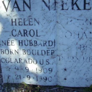 NIEKERK Barend Johannes, van 1907-2001 &amp; Helen Carol HUBBARD 1909-1990