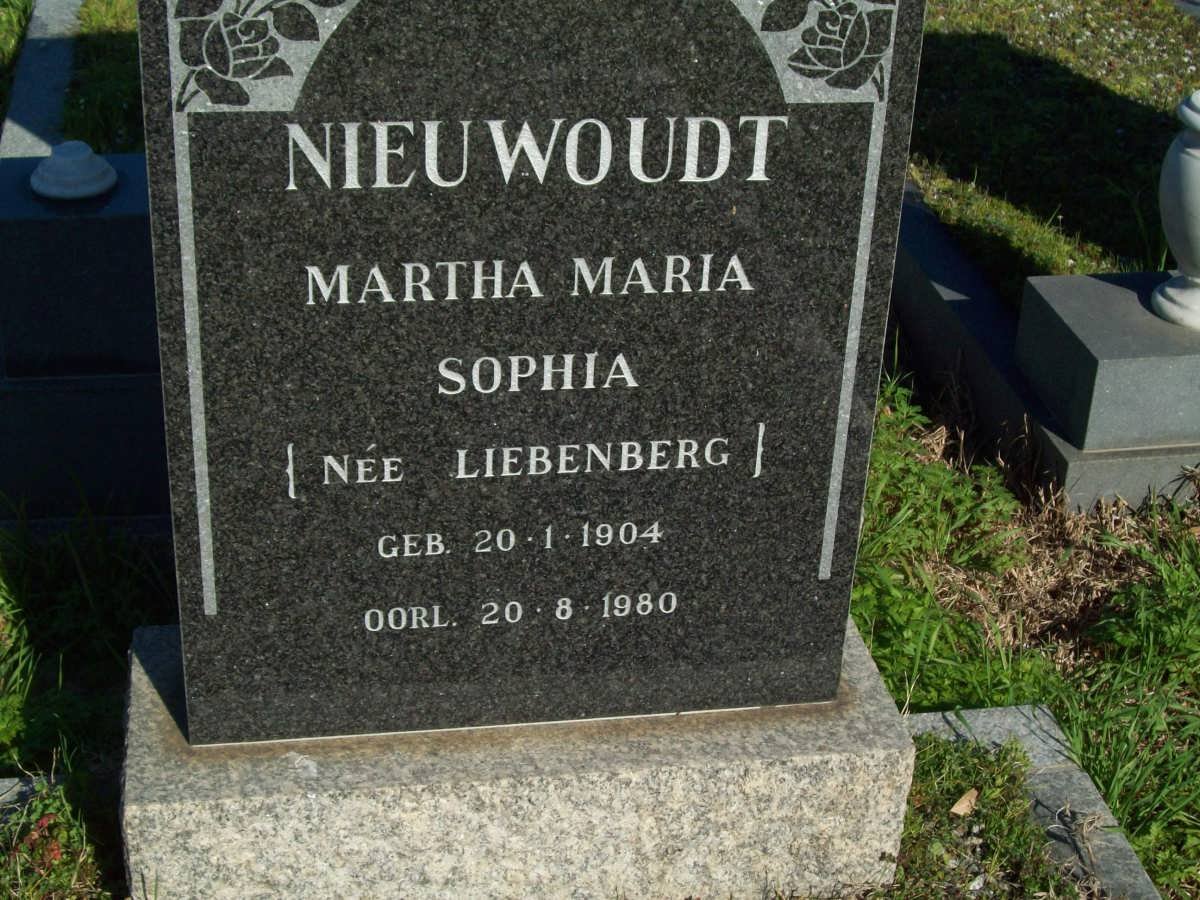 NIEUWOUDT Martha Maria Sophia nee LIEBENBERG 1904-1980