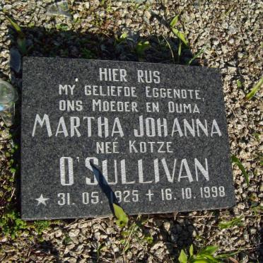 O'SULLIVAN Martha Johanna nee KOTZE 1925-1998