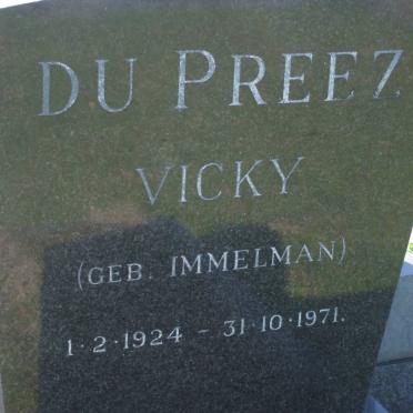 PREEZ Vicky, du nee IMMELMAN 1924-1971