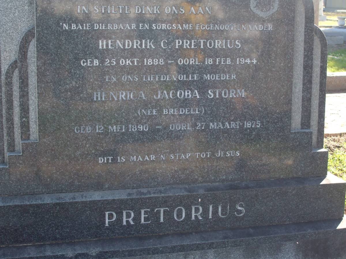 PRETORIUS Hendrik C. 1888-1944 &amp;  Henrica Jacoba STORM nee BREDELL 1890-1975