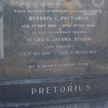 PRETORIUS Hendrik C. 1888-1944 &amp;  Henrica Jacoba STORM nee BREDELL 1890-1975