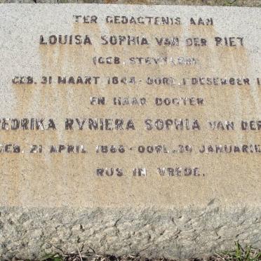 RIET Louisa Sophia, van der nee STEYTLER 1844-1911 :: VAN DER RIET Hendrika Ryniera Sophia 1866-1943
