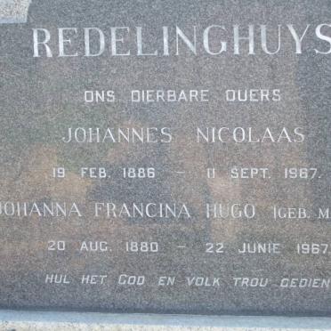 REDELINGHUYS Johannes Nicolaas 1886-1967 &amp; Johanna Francina Hugo MARAIS 1880-1967