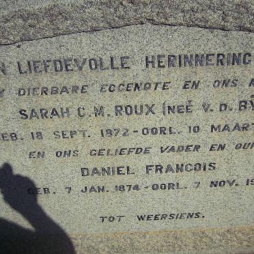 ROUX Daniel Francois 1874-1959 &amp; Sarah C.M. V.D. BIJL 1872-1944