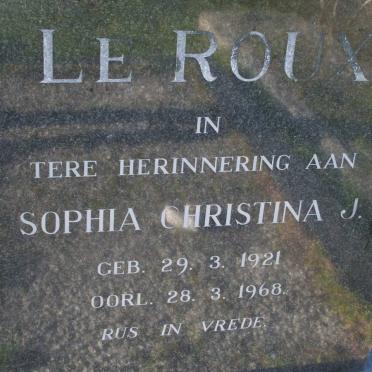 ROUX Sophia Christina J., le 1921-1968
