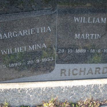 RICHARD William Martin 1889-1974 &amp; Margaretha Wilhelmina 1890-1953
