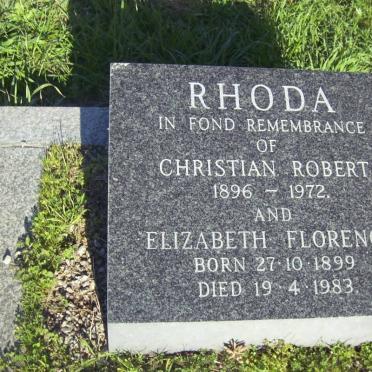 RHODA Christian Robert 1896-1972 &amp; Elizabeth Florence 1899-1983
