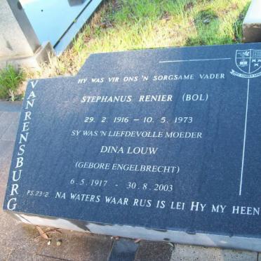 RENSBURG Stephanus Renier, van 1916-1973 &amp; Dina Louw ENGELBRECHT 1917-2003
