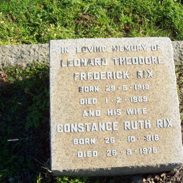 RIX Leonard Theodore Frederick 1918-1969 &amp; Constance Ruth 1918-1976