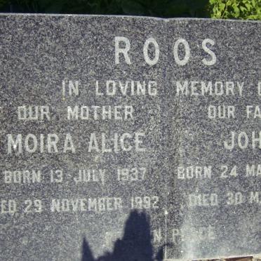 ROOS John 1932-1996 &amp; Moira Alice 1937-1992