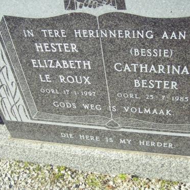 ROUX Hester Elizabeth, le -1997 :: BESTER Catharina -1985