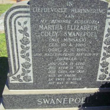 SWANEPOEL Martha Elizabeth nee MINNAAR 1906-1961