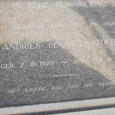 STOFBERG Andries de Wet 1920-1963