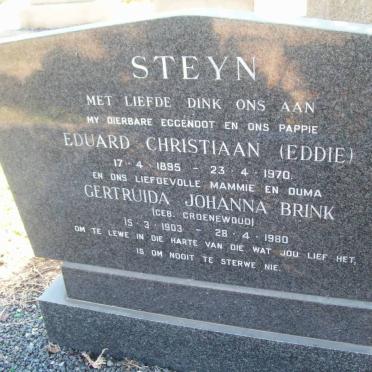 STEYN Eduard Christiaan 1895-1970 &amp; Gertruida Johanna Brink GROENEWOUD 1903-1980