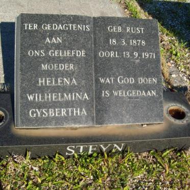 STEYN Helena Wilhelmina Gysbertha nee RUST 1878-1971