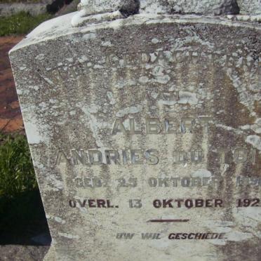 TOIT Albert Andries, du 1891-1924