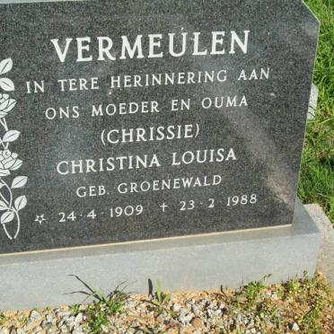 VERMEULEN Christina Louisa nee GROENEWALD 1909-1988