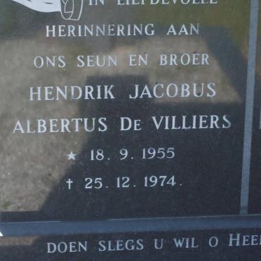 VILLIERS Hendrik Jacobus Albertus, de 1955-1974