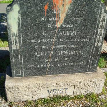 VOIGT C.G. Albert -1951 &amp; Aletta Hendrina DU TOIT 1873-1958