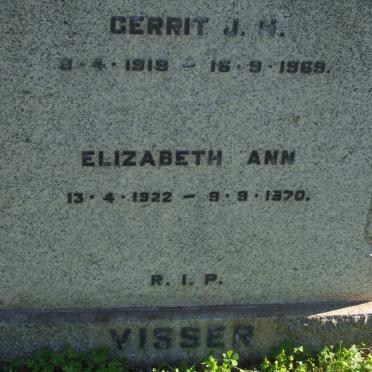 VISSER Gerrit J.H. 1918-1969 &amp; Elizabeth Ann 1922-1970
