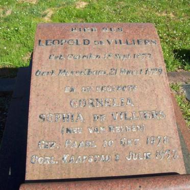 VILLIERS Leopold, de 1877-1929 &amp; Cornelia Sophia VAN REENEN 1878-1957