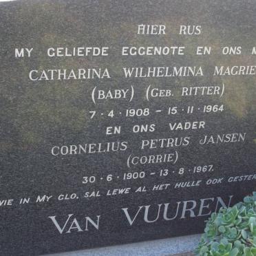VUUREN Cornelius Petrus Jansen, van 1900-1967 &amp; Catharina Wilhelmina Magrietha RITTER 1908-1964