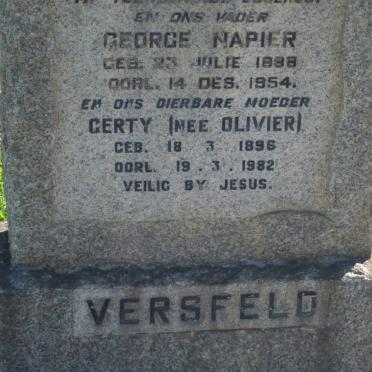 VERSFELD George Napier 1888-1954 &amp; Gerty OLIVIER 1896-1982