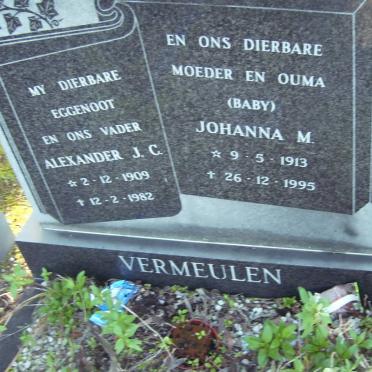 VERMEULEN Alexander J.C. 1909-1982 &amp; Johanna M. 1913-1995