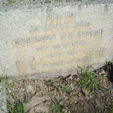 WIEHAHN Wilhelmina J.D. nee VAN SITTERT 1850-1951