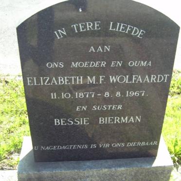 WOLFAARDT Elizabeth M.F. 1877-1967 :: BIERMAN Bessie