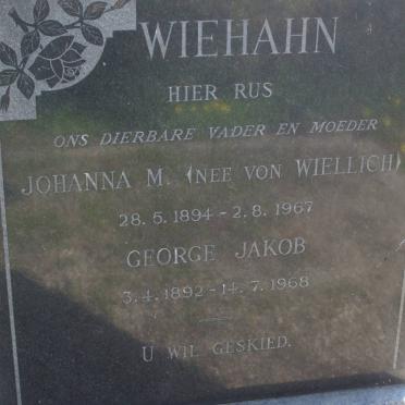 WIEHAHN George Jakob 1892-1968 &amp; Johanna M. VON WIELLICH 1894-1967