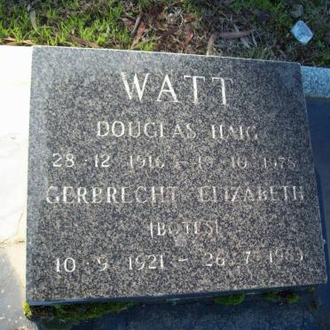 WATT Douglas Haig 1916-1978 &amp; Gerbrecht Elizabeth Botes 1921-1983